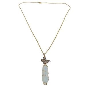 14K Gold Plated Butterfly Opal sphere Necklace